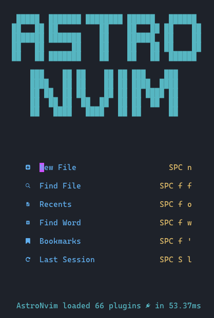 AstroNvim home screen