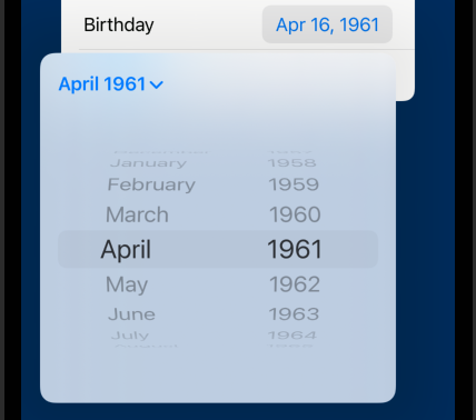 SwiftUI DatePicker compact style after tapping month-year SwiftUI DatePicker compact style after tapping month-year