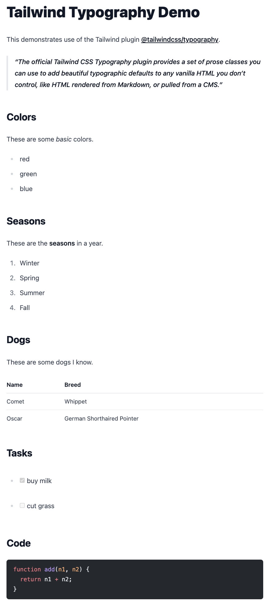 Astro Tailwind Typography