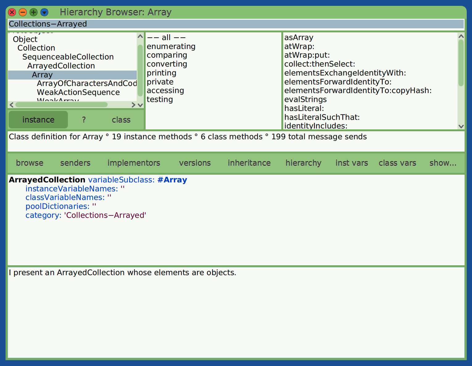 Cuis Hierarchy window