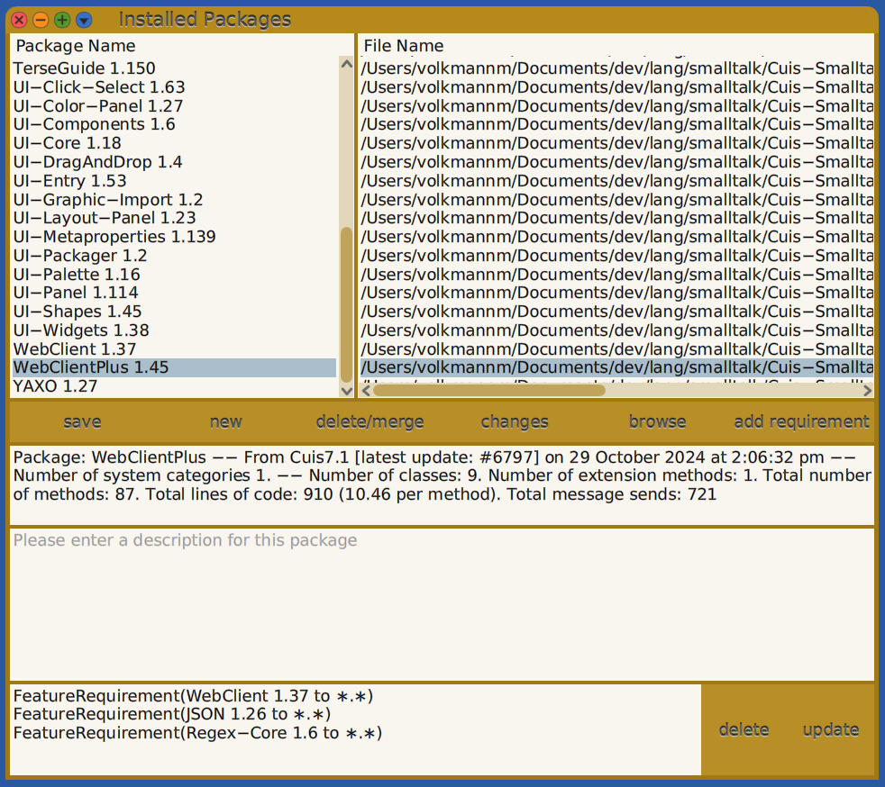 Cuis Installed Packages
