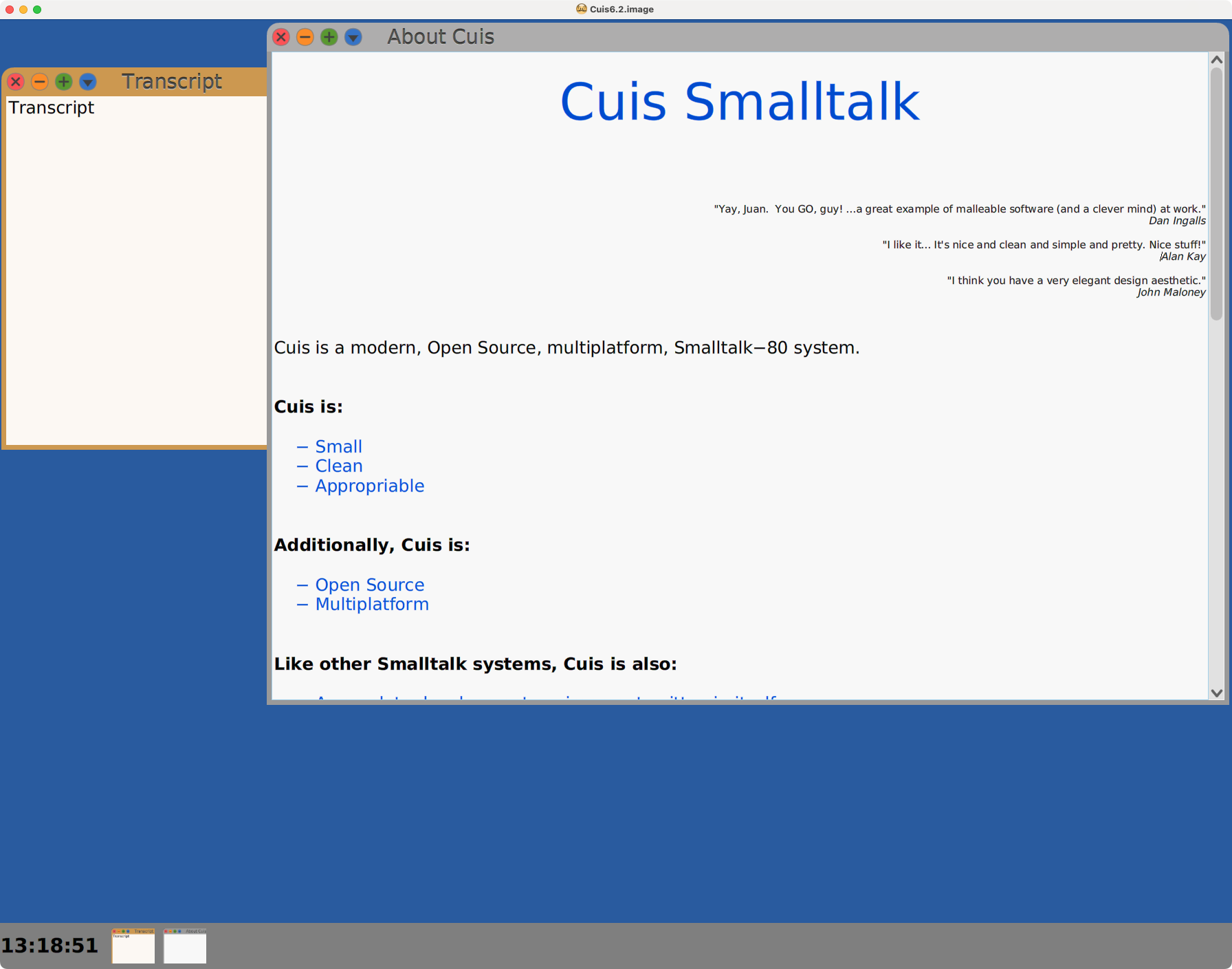 Cuis Smalltalk startup