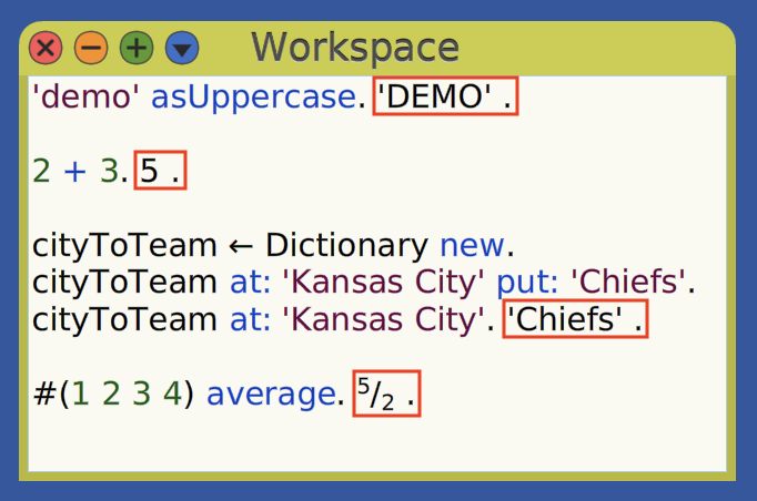 Cuis Smalltalk Workspace session