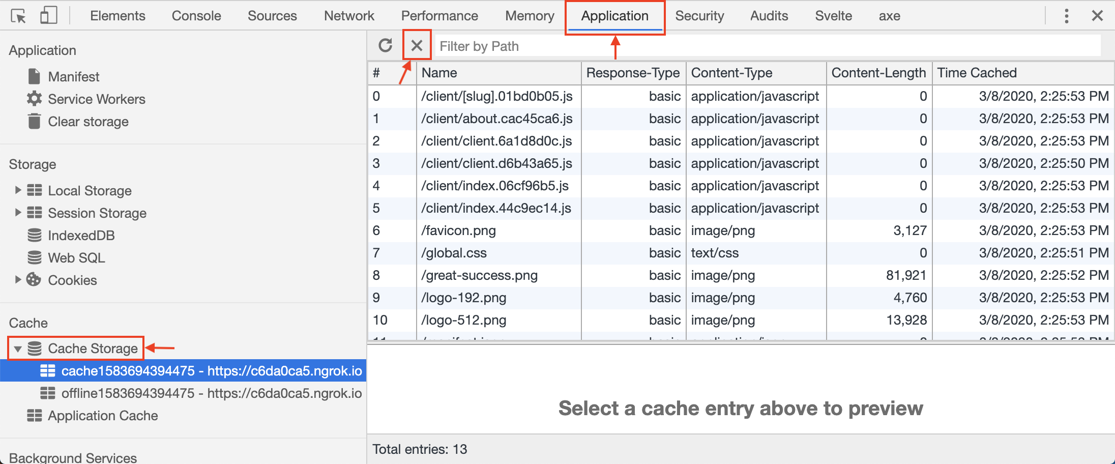 Cached files in Chrome DevTools Cached files in Chrome DevTools