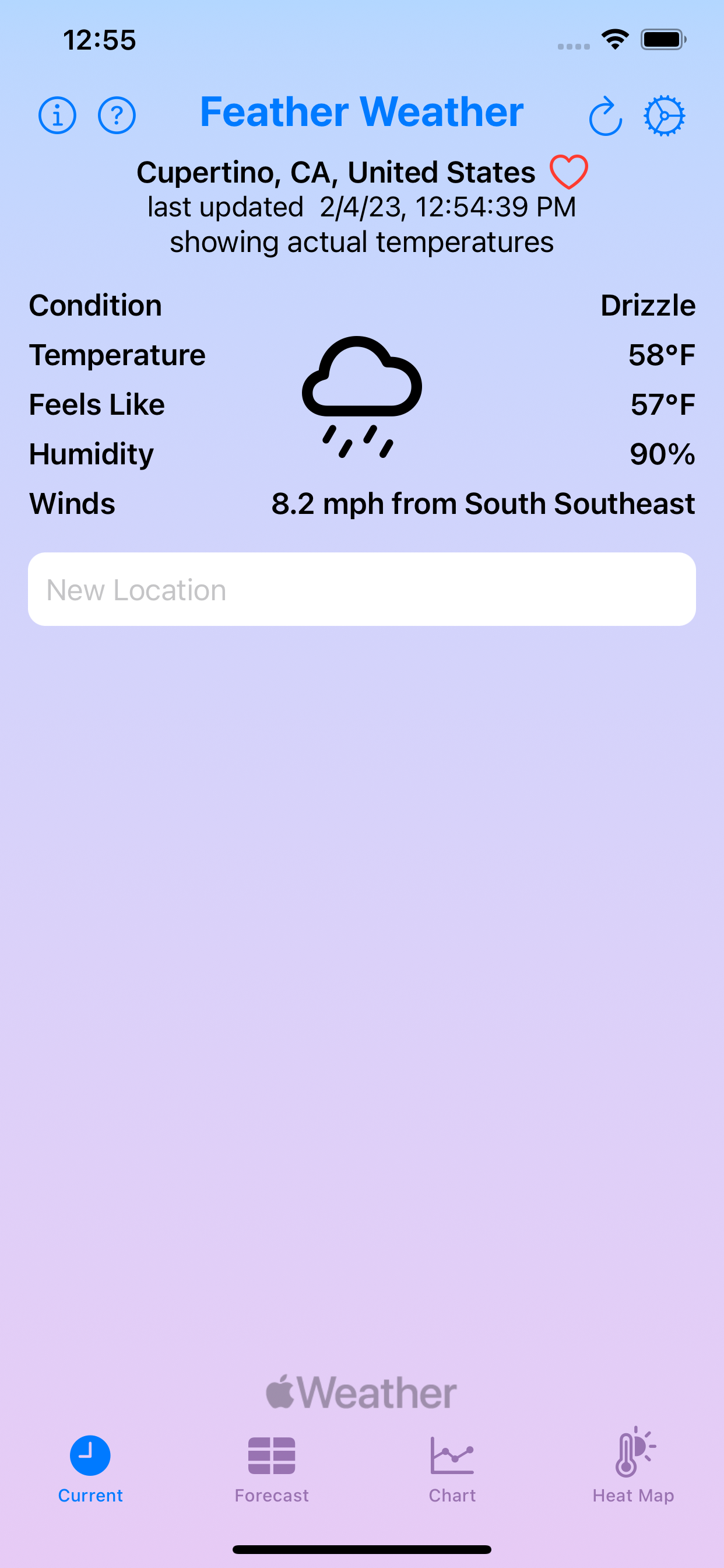 Feather Weather Current screen Feather Weather Current screen
