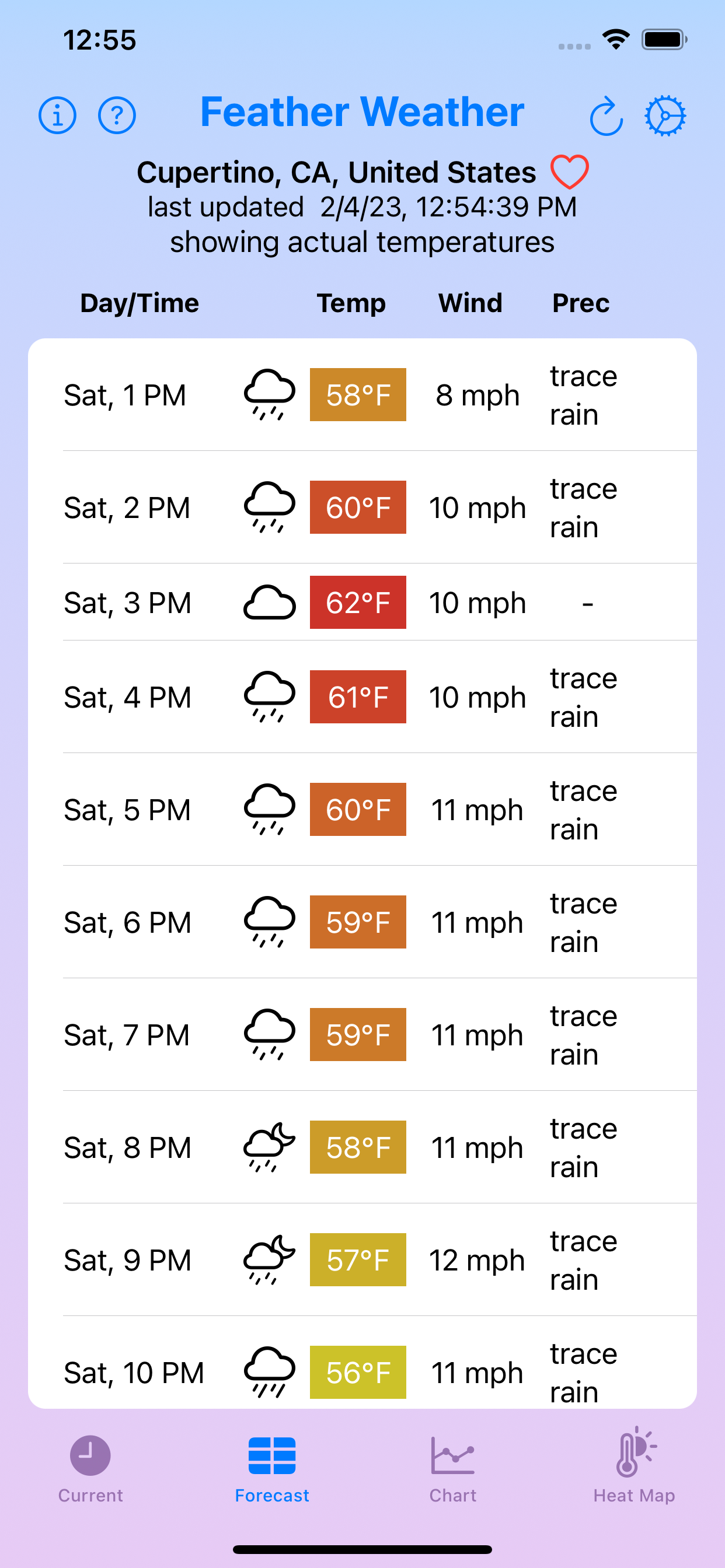 Feather Weather Forecast screen