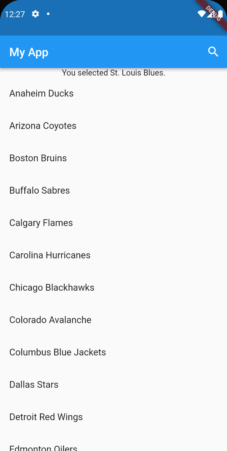 Flutter showSearch #2 Flutter showSearch #2