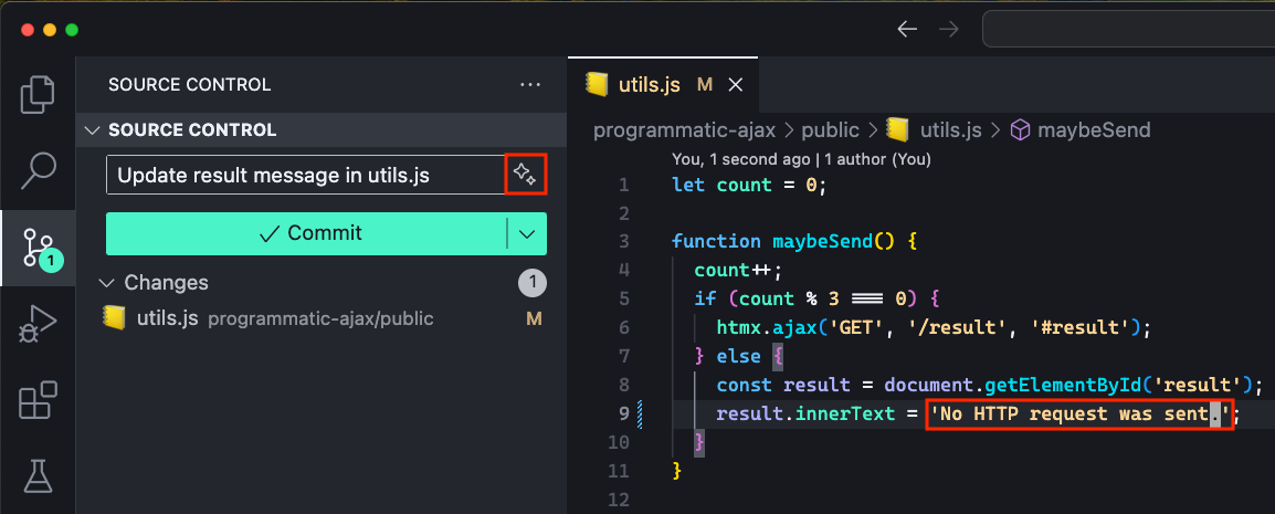 GitHub Copilot automatic commit message
