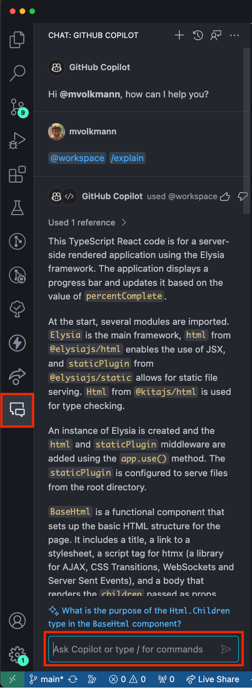 GitHub Copilot side window