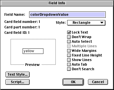 HyperCard color dropdown value