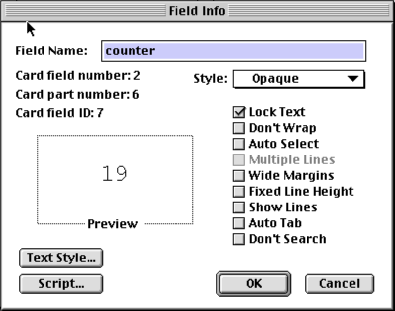 HyperCard Counter field