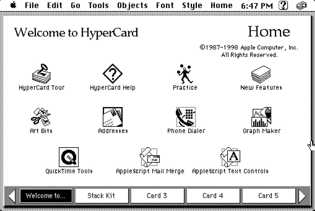 HyperCard Welcome card
