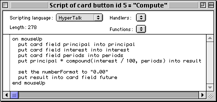 HyperCard Script editor