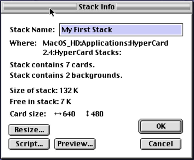 HyperCard Stack Info