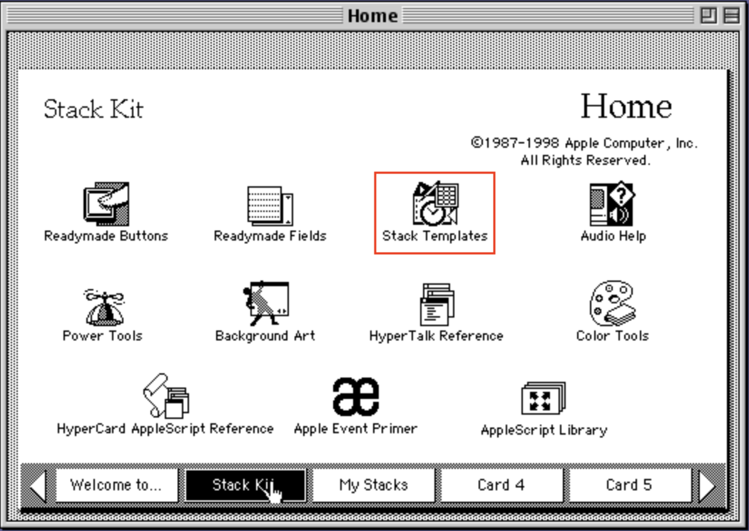HyperCard Stack Kit card