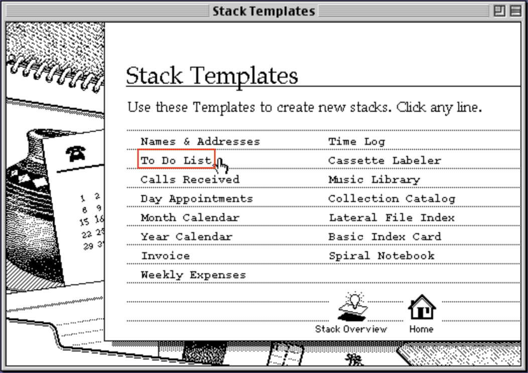 HyperCard Stack Templates