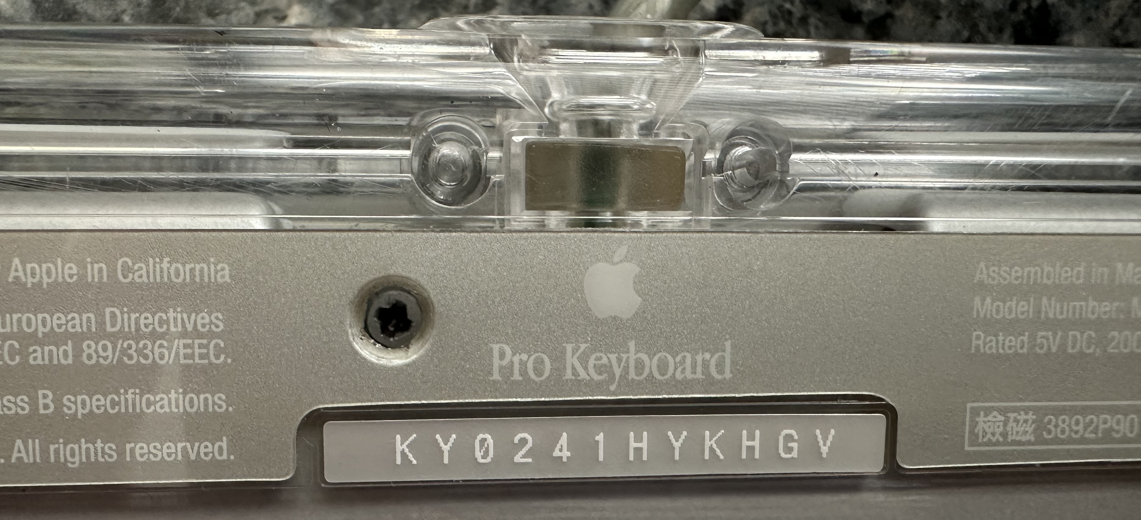 iMac G3 keyboard screw hole