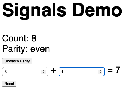 JavaScript Signals demo app