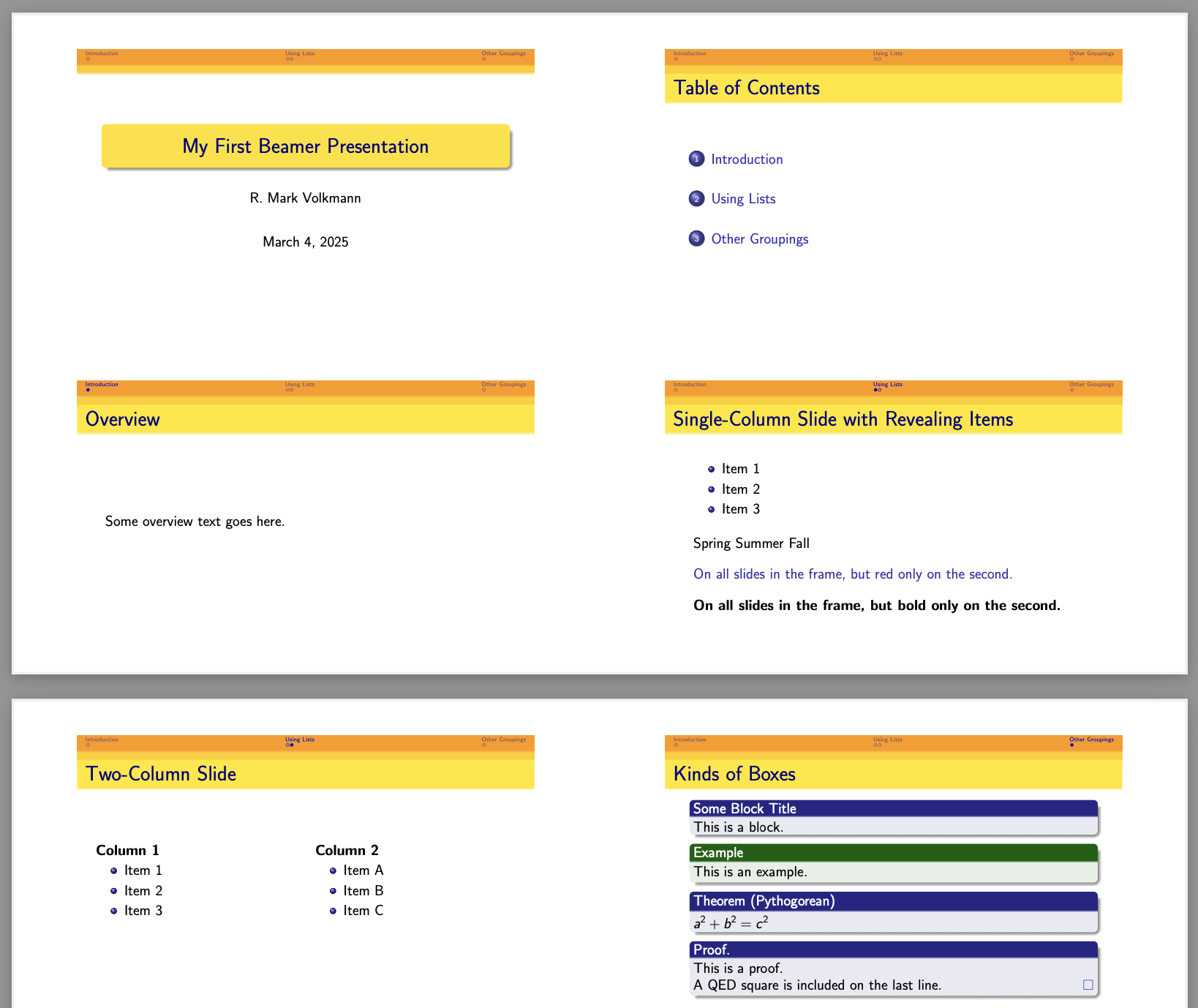 LaTeX beamer example