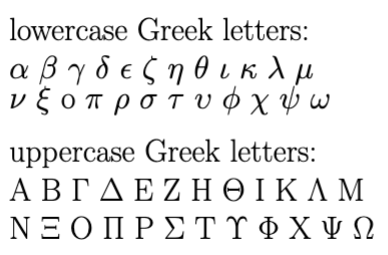 LaTeX Greek letters