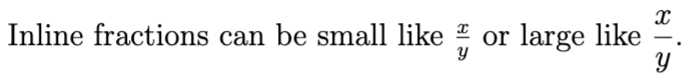 LaTeX inline fractions