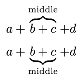 LaTeX \overbrace and \underbrace