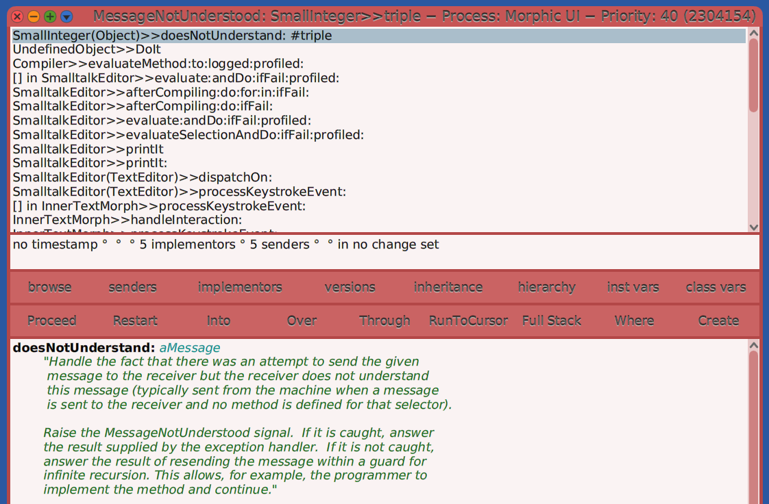 Debugger MessageNotUnderstood