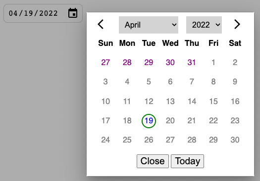 Svelte custom date picker single