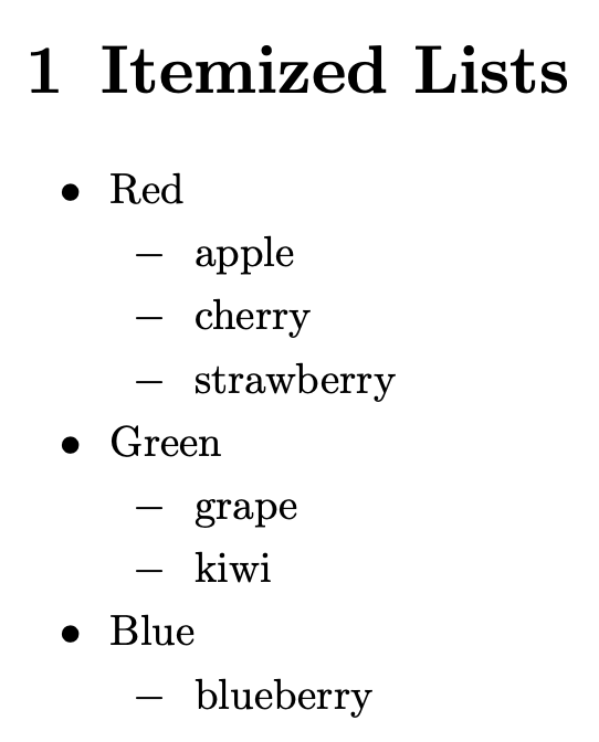 Texinfo Itemized Lists