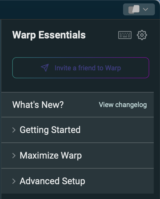 Warp Essentials panel Warp Essentials panel