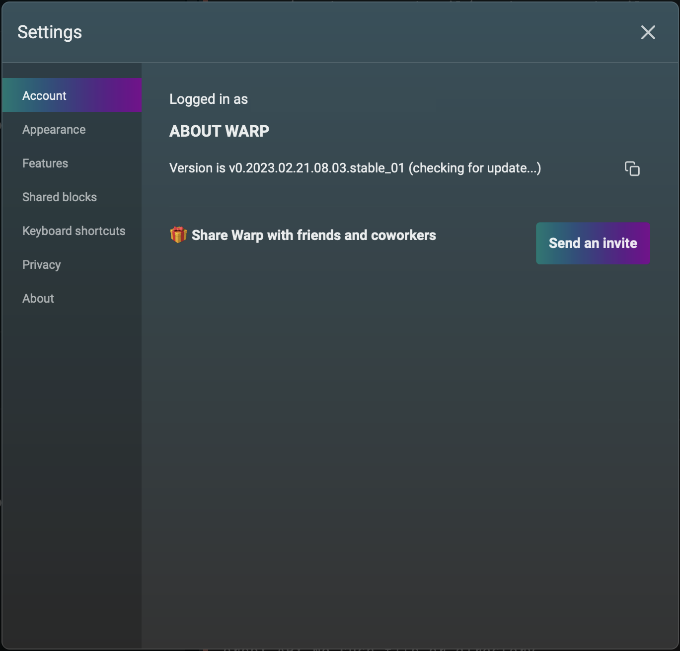 Warp Settings Warp Settings