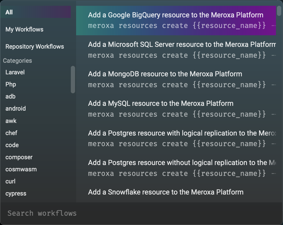 Warp Workflows Warp Workflows
